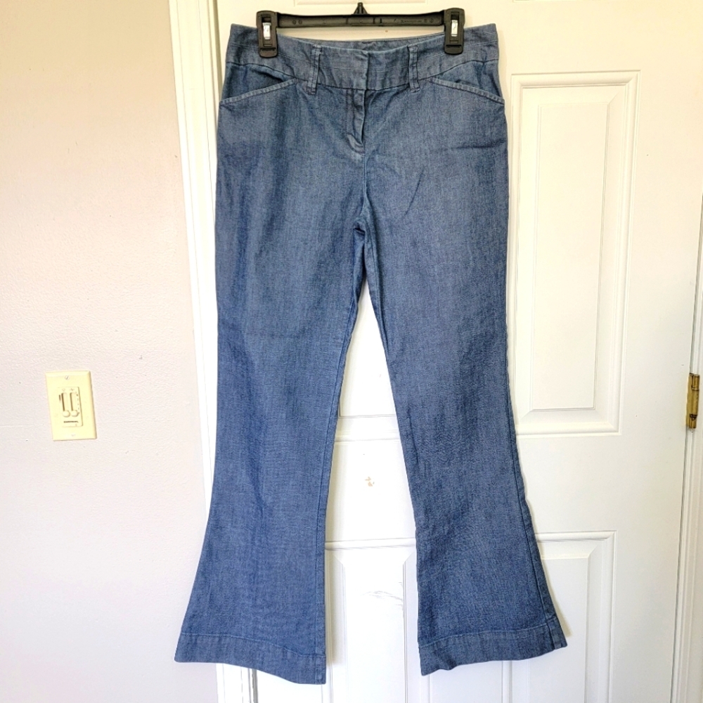 The Limited Denim 312 Flare Denim Jeans Mid Rise Pockets Med Wash Size 10